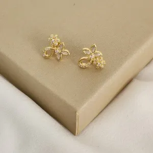 Brinco Flores Zircônia banhado Ouro 18k